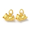 Rack Plating Alloy Charms, Cadmium Free & Lead Free, Cat, Matte Gold Color, 10.5x14x7mm, Hole: 4mm