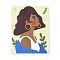 Rectangle Girl Print Paper Earring Necklace Display Card, Jewelry Display Card for Earring Necklace Storage, Royal Blue, 6.5x5x0.05cm, Hole: 5mm and 2.5mm