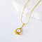 3Pcs Stainless Steel Pave Imitation Pearl Twist Pendant Necklaces for Women, White, Golden, 15.75 inch(40cm)