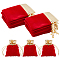 Rectangle Velvet Jewelry Pouches Bags, Gift Drawstring Bags, Red, 10x7x0.3cm, 25pcs/bag