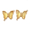 Brass Pave Faceted Glass Connector Charms, Cadmium Free & Nickel Free & Lead Free, Golden Tone Butterfly Links, Gold, 20x22x5mm, Hole: 1.2mm