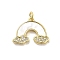 Brass Micro Pave Clear Cubic Zirconia Pendants, Cadmium Free & Lead Free, with Shell, Jump Ring, Rainbow, Real 18K Gold Plated, 15.5x20.5x3mm, Hole: 3.5mm
