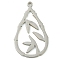 304 Stainless Steel Pendants, Laser Cut, Teardrop with Bamboo Leaves Charm, Stainless Steel Color, 30x17.5x1mm, Hole: 1.5mm