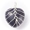 Synthetic Goldstone Gemstone Pendants, with Silver Tone Copper Wire Wrapped, Heart, 25.5x21x17mm, Hole: 6mm