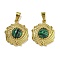 Synthetic Malachite Pendants, Vortex Charms, with Ion Plating(IP) 304 Stainless Steel Settings, Golden, 20.5x17.5x6.5mm, Hole: 6x3mm