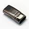 Alloy Magnetic Clasps with Glue-in Ends, Rectangle, Gunmetal, 26x12.5x7mm, Half Hole: 5x10mm