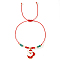 Imitation Pearl & Glass Beads Braided Bracelets, with Christmas Alloy Enamel Charms, Adjustable Cord Bracelets for Women Men, Santa Claus
