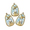 304 Stainless Steel Enamel Pendants, with ABS Plastic Imitation Pearl Beads, Ion Plating(IP), Golden, Bird, Trapezoid, 26.5x15.5x4.5mm, Hole: 1.8mm