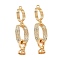 Brass Micro Pave Clear Cubic Zirconia Fold Over Clasps, Nickel Free, Oval, Real 18K Gold Plated, 44mm