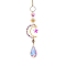 Glass & Brass Moon Star Pendant Decorations, Hanging Suncatchers, with Chips Artificial Agate, for Home Decoration, Dark Violet, 400~430mm