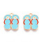 Beach Theme Alloy Enamel Pendants, Light Gold, Flip Flops, 18x15x1mm, Hole: 1.8mm