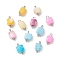 Dyed Natural Agate Cube Charms, with Tibetan Style Alloy Loops, Mixed Color, Antique Silver, 13x7x7.5mm, Hole: 2mm