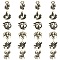24Pcs 6 Styles Alloy Enamel Pendants, Dragon/Fox/Phenix/Bird/Deer, Black, 28~30.5x18.5~28x1mm, Hole: 2mm, 4pcs/style