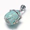 Enamel Pot Rack Plating Brass Prayer Box Pendants, Wish Box, Sky Blue, 22x16x12mm, Hole: 5x3mm