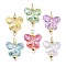 Transparent Acrylic Glitter Butterfly Connector Charms, with Golden Tone 304 Stainless Steel Double Loops, Mixed Color, 24x18x9mm, Hole: 1.5mm and 2.5x2mm