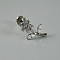 G23 Titanium Alloy Pave Clear Cubic Zirconia Labrets, Flower, Stainless Steel Color, 8mm, Pin: 1.2mm