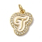 Brass Micro Pave Cubic Zirconia Pendants, Cadmium Free & Nickel Free & Lead Free, with Jump Rings, Real 18K Gold Plated, Letter T, 17.5x14.5x2mm, Hole: 3.8mm