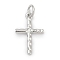 Brass Pendants, Cross Charms, Long-Lasting Plated, Lead Free & Cadmium Free, Rack Plating, with Jump Ring, Platinum, 17x11x1.5mm, Hole: 3.3mm