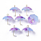 Acrylic Pendants, with Golden Plated Brass Loops and ABS Plastic Imitation Pearl, Umbrella, Cornflower Blue, 20~21x20x20mm, Hole: 1.6mm