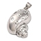 Brass Micro Pave Cubic Zirconia Pendants, Cadmium Free & Lead Free, Shell Charms, with Jump Ring, Platinum, 27x18.5x10mm, Hole: 4.5x3.5mm
