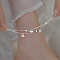 Brass Ginkgo Leaf Charm Double Layer Anklets for Women, Silver, 7-7/8 inch(200mm)