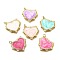 Brass Micro Pave Cubic Zirconia Enamel Pendants, Heart, with Jump Ring, Lead Free & Cadmium Free, Real 18K Gold Plated, Rack Plating, Lasting Plated, Mixed Color, 20.5x24x2.5mm, Hole: 3mm