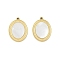 Ion Plating(IP) 304 Stainless Steel Pendants, with Pave Shell, Oval Charm, Real 18K Gold Plated, 16x11.5x1.5mm, Hole: 1mm