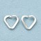 Brass Open Linking Rings, Cadmium Free & Nickel Free & Lead Free, Heart Rings, Silver, 24 Gauge, 5x5x0.5mm, Inner Diameter: 3x3.5mm