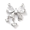 Brass Micro Pave Clear Cubic Zirconia Pendants, Cadmium Free & Nickel Free & Lead Free, Bowknot Charms, Platinum, 17x14x3.5mm, Hole: 0.8mm