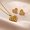 Heart Stainless Steel Pendant Necklaces & Stud Earrings Sets, Golden, 450mm