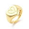 Rack Plating Brass Heart Singet Adjustable Ring for Women, Cadmium Free & Lead Free, Golden, US Size 6 1/2(16.9mm)