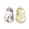 Alloy Enamel Pendants, Light Gold, Cat, Gray, 25x14x2.3mm, Hole: 1.6mm