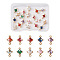 20Pcs 10 Styles Brass Cubic Zirconia & Glass Connector Charms, Golden, Rhombus, Mixed Color, 11x6.5x3.5mm and 11x7x4mm, 2pcs/style