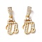 Eco-Friendly Brass Micro Pave Cubic Zirconia Pendants, Long-Lasting Plated, Real 18K Gold Plated, Cadmium Free & Lead Free, Letter, Letter.U, 16~20x7~11.5x1.5~2.2mm, Hole: 6.5x3.5mm