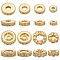 16Pcs 8 Styles Brass Micro Pave Cubic Zirconia Beads, Flat Round, Golden, 4~8.5x2~3mm, Hole: 1~4mm, 2pcs/style