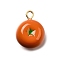 Brass Acrylic Pendants, Lead Free & Cadmium Free, Rack Plating, Long-Lasting Plated, Golden, Persimmon, 16x12x8.5mm, Hole: 1.8mm