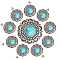 10 Sets Zinc Alloy Buttons, with Synthetic Turquoise and Iron Screws, for Purse, Bags, Leather Crafts Decoration, Flower, Turquoise, 24~24.5x8.5mm, Hole: 2.5mm