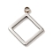 Non-Tarnish 304 Stainless Steel Pendants, Hollow Rhombus Charm, Stainless Steel Color, 15.5x13x1mm, Hole: 1.5mm