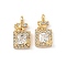 Brass Micro Pave Cubic Zirconia Pendants, Nickel Free, Square Charms, Real 18K Gold Plated, Clear, 13.5x7x4.5mm, Hole: 1.4mm