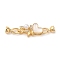 Brass Micro Pave Cubic Zirconia Fold Over Clasps, Cadmium Free & Nickel Free & Lead Free, with Shell and ABS Imitation Pearl, Long-lasting Plated, Real 18K Gold Plated, 45mm, Hole: 4mm