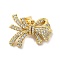 Brass Micro Pave Clear Cubic Zirconia Pendants, Cadmium Free & Lead Free, Bowknot, Real 16K Gold Plated, 15x20.5x5mm, Hole: 5x3.5mm