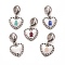 304 Stainless Steel CrystalRhinestone European Dangle Charms, Large Hole Pendants, with Enamel and Fluorescence Slice, Crystal, Heart with Girl, Mixed Color, 22.5mm, Hole: 4.5mm