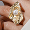 Geometric Abstract Zinc Alloy Ladies Adjustable Rings for Party Accessory Holiday Gift, Golden, Irregular, Inner Diameter: 16mm