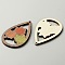 Halloween Theme Printed Wood Big Pendants, Teardrop Charms, Leaf Pattern, 54.5x34x2.5mm, Hole: 1.6mm