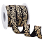 10Yards Gold Stamping Flower Polyester Elastic Cord, Flat, Clothes Accessories, Black, 15.5mm
