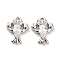 Brass Micro Pave Clear Cubic Zirconia Charms, Cadmium Free & Nickel Free & Lead Free, with Glass, Cray, Real Platinum Plated, 10.5x8x2.5mm, Hole: 1.2mm