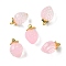 Transparent Glass Pendants, Strawberry, with Golden Alloy Enamel Findings, Two Tone, Misty Rose, 18x12x10.5mm, Hole: 1.5mm