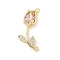 Brass Micro Pave Clear Cubic Zirconia Pendants, Tulip, Lead Free & Cadmium Free, Long-Lasting Plated, Rack Plating, Real 18K Gold Plated, Pink, 27x13.5x6mm, Hole: 1.4~1.5mm 