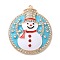 Christmas Zinc Alloy Rhinestone Pendnats, with Enamel, Light Gold, Snowman, 38x32.5x6.2mm, Hole: 2mm