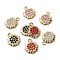 Golden Rack Plating Alloy Rhinestone Pendants, Nickel Free, Sun Charm, Mixed Color, 16x13x2.5mm, Hole: 1.5mm